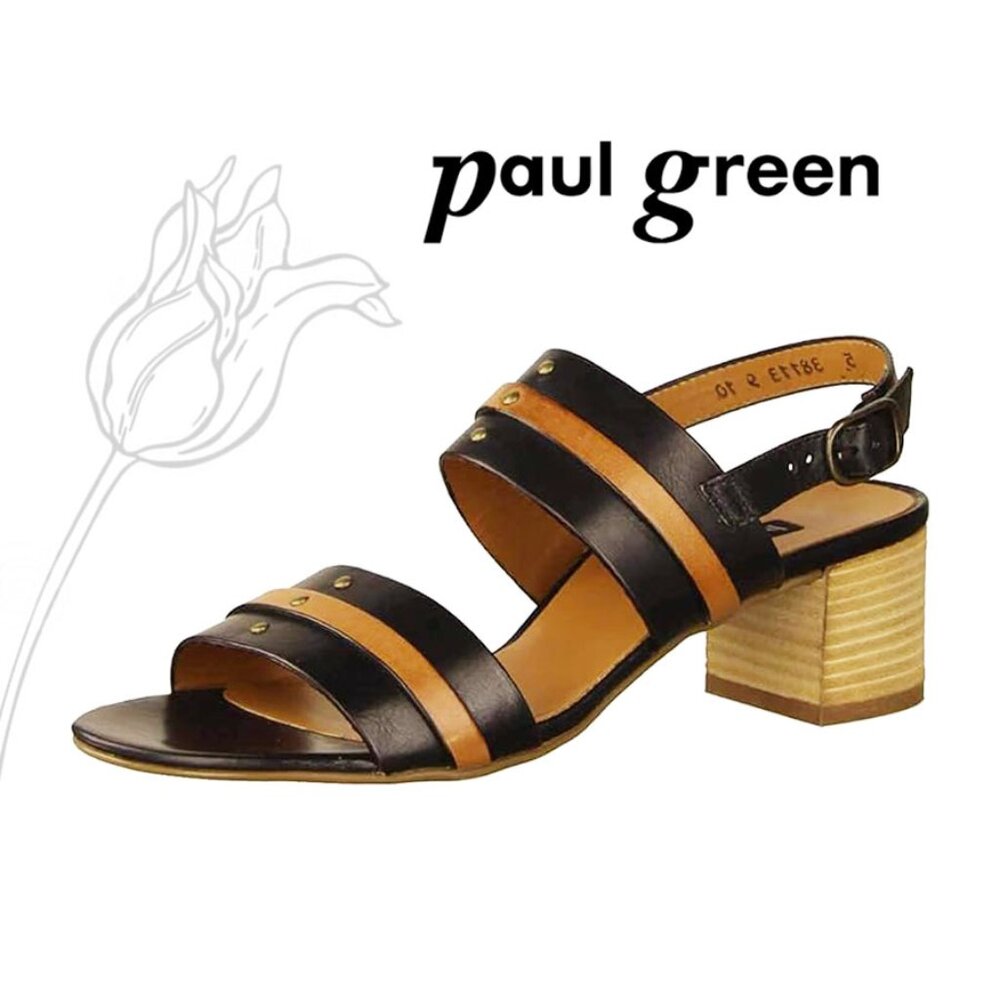 Paul Green Vicky Slingback Block Heel Leather Sandal